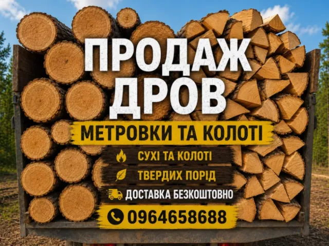 Продаж дров колоті та метровки