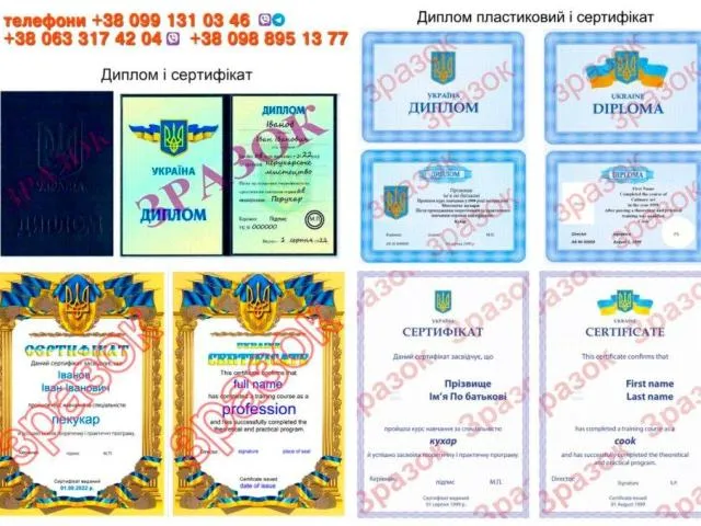 Диплом пластиковий і сертифікат