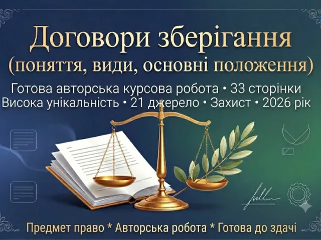 Продам готову курсову на тему: Договори зберігання.